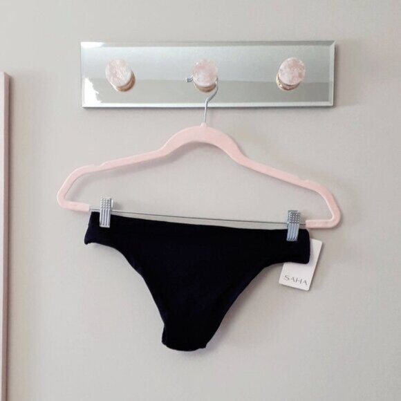 NWT Saha Swimwear black front binding triangle bikini top & bottom set - Picture 10 of 12